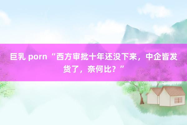 巨乳 porn “西方审批十年还没下来，中企皆发货了，奈何比？”